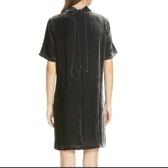 NWT Eileen Fisher Dress Crushed Velvet Mock Neck Tie Back Sheath Oversized - Picture 4 of 16